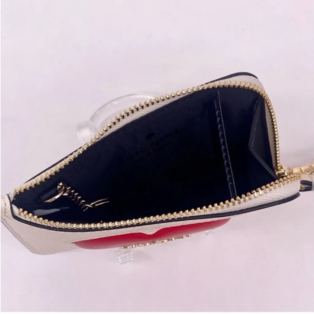 Kate Spade Cream and Red Heart Wristlet Wallet